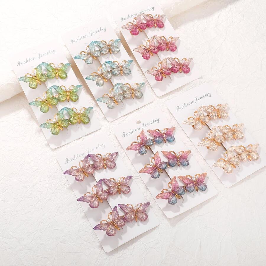 3pcs Butterfly Decor Hair Clip - Gold - View 1