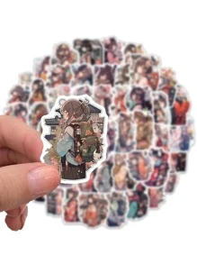 50入組可愛女孩圖案貼紙 - 彩色 - 查看 5