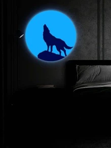 1入組狼樣式夜光牆貼 - 藍色 - 查看 1