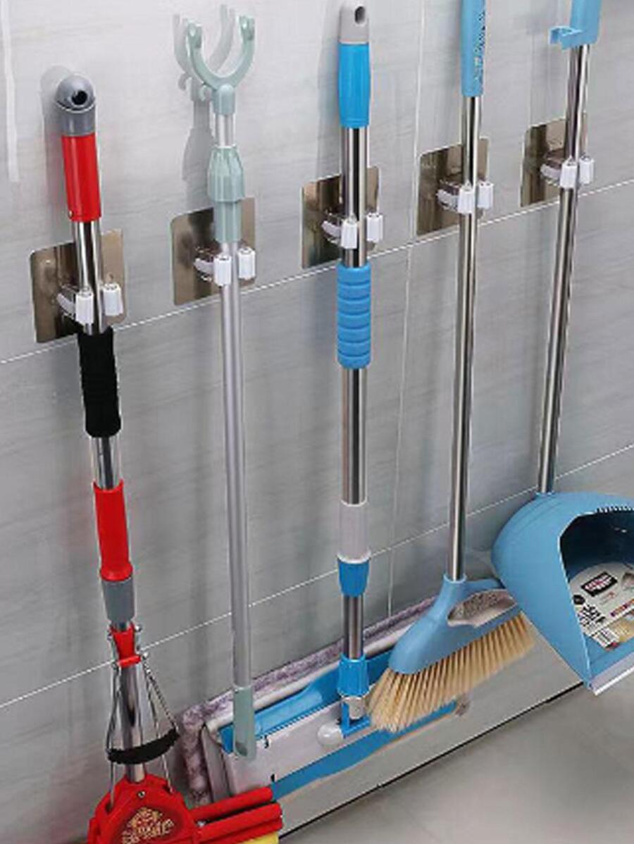 1入組免打孔PP拖把現代灰色壁掛式拖把和掃帚架