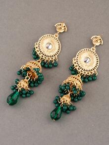 1 对复古锌合金水钻装饰耳环吊坠耳环女士派对用 - 彩色 - 查看 2