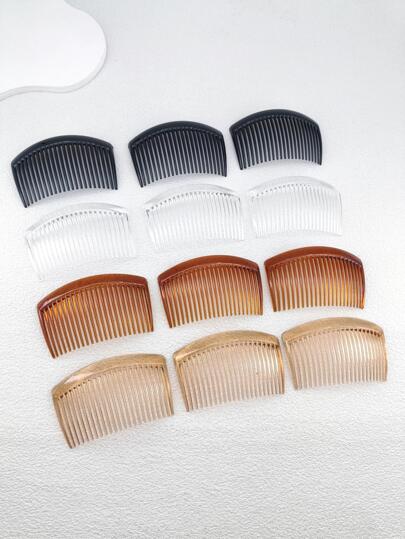 12pcs/Pack Plastic Women's Hair Combs Set For Daily Wear And Hair Styling Side Comb, School Stuff, Wedding