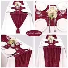 12 Pack Cheesecloth Table Runner 35x120 Inch / 35x157 Inch Boho Gauze Table Runner  10Ft / 13Ft Cheese Cloth Long Table Runner Romantic Table Runner For Wedding Bridal Shower Birthday Party Table Decor - 酒紅色 - 查看 5