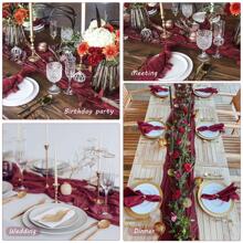 12 Pack Cheesecloth Table Runner 35x120 Inch / 35x157 Inch Boho Gauze Table Runner  10Ft / 13Ft Cheese Cloth Long Table Runner Romantic Table Runner For Wedding Bridal Shower Birthday Party Table Decor - 酒紅色 - 查看 6