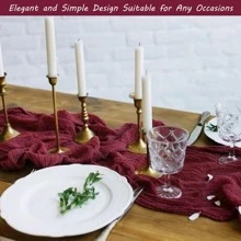 12 Pack Cheesecloth Table Runner 35x120 Inch / 35x157 Inch Boho Gauze Table Runner  10Ft / 13Ft Cheese Cloth Long Table Runner Romantic Table Runner For Wedding Bridal Shower Birthday Party Table Decor - 酒紅色 - 查看 7