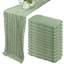 12 Pack Cheesecloth Table Runner 35x120 Inch / 35x157 Inch Boho Gauze Table Runner  10Ft / 13Ft Cheese Cloth Long Table Runner Romantic Table Runner For Wedding Bridal Shower Birthday Party Table Decor - màu xanh lá - Xem 1