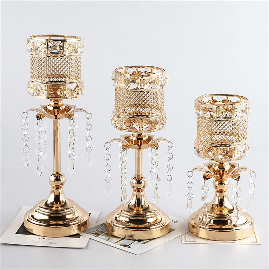 1 pezzo Portacandele con decorazione floreale candele dorato ferro per casa decorato