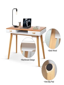 Vanity Set Dressing Table,Wooden Vanity table Makeup Dressing Desk Writing Desk Computer Table with Solid Wood Top Panel for Bedroom Studio - màu nâu - Xem 8
