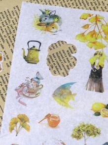 1pack Nordic Style Cute Cartoon Girl & Animal Pattern Stickers, 6pcs/pack - Multicolor - View 2