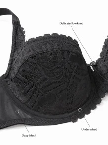 Deyllo Sexy Underwear Lace Push Up Bra - Black - View 7