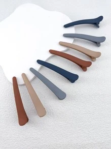 8pcs/Pack Women's 8cm Matte Plastic Alligator Clips For Daily Use - Multicolor - View 1