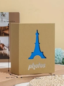 1pc Eiffel Tower Print Photo Album, Letter Graphic Paper Photo Card Case For Household - Multicolor - View 5