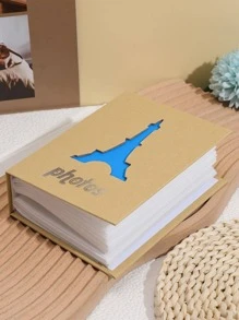 1pc Eiffel Tower Print Photo Album, Letter Graphic Paper Photo Card Case For Household - Multicolor - View 1