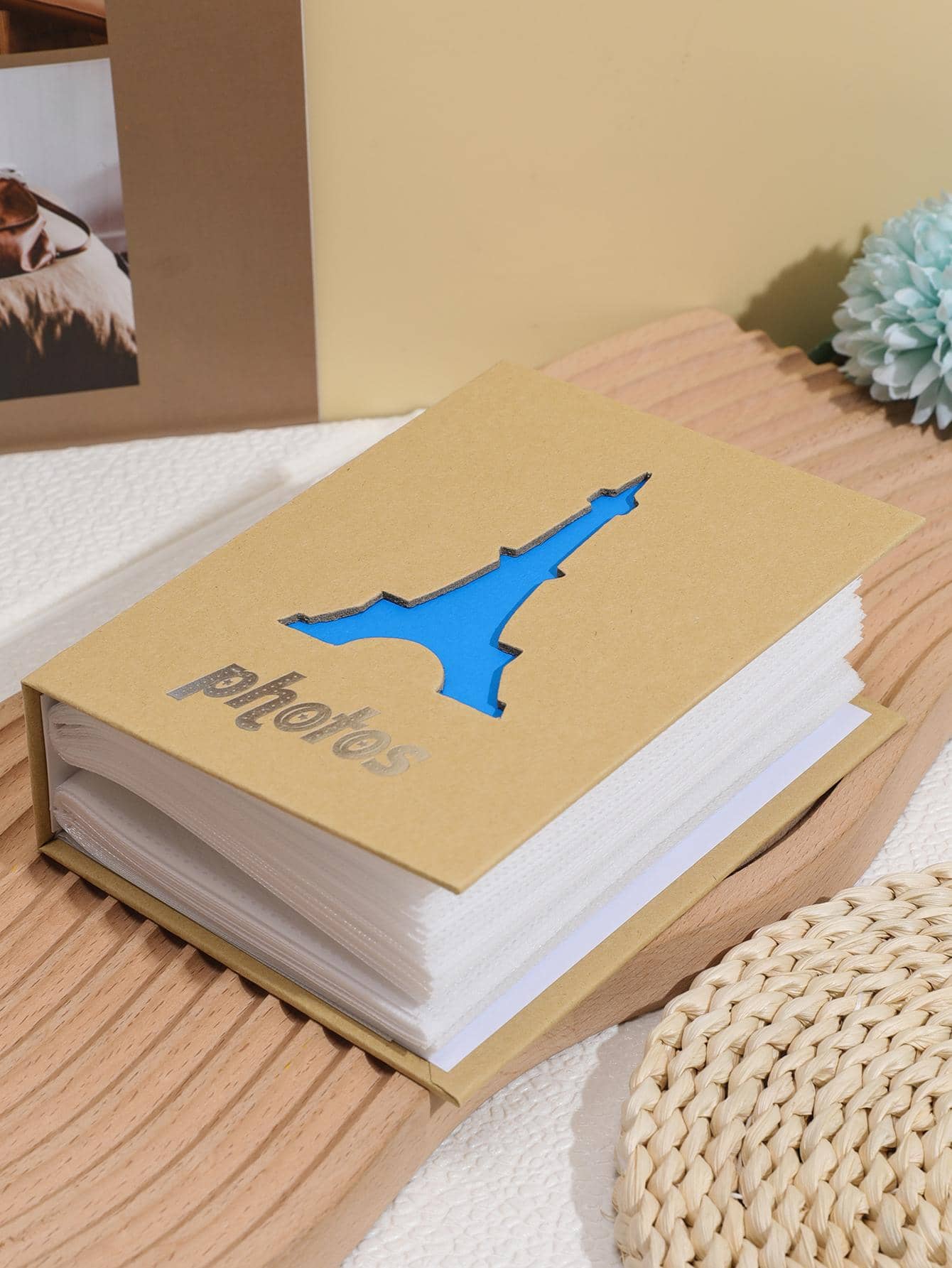 1pc Eiffel Tower Print Photo Album, Letter Graphic Paper Photo Card Case For Household - Multicolor - View 1