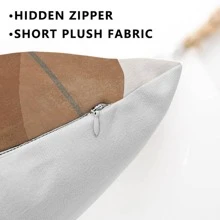 4 vỏ gối họa tiết hình học trừu tượng & hoa/cây - màu nâu - Xem 7