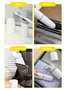 1 Gói Giá đỡ bàn chải đánh răng di động, Cốc bồn tắm có kết cấu dọc PP gia dụng - Nhiều màu - Xem 5