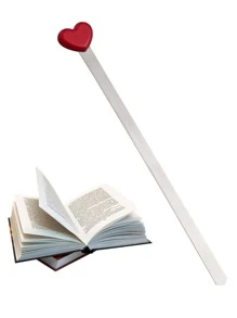 1入組不銹鋼書籤，紅色創意心形閱讀書籤 - 紅色 - 查看 1