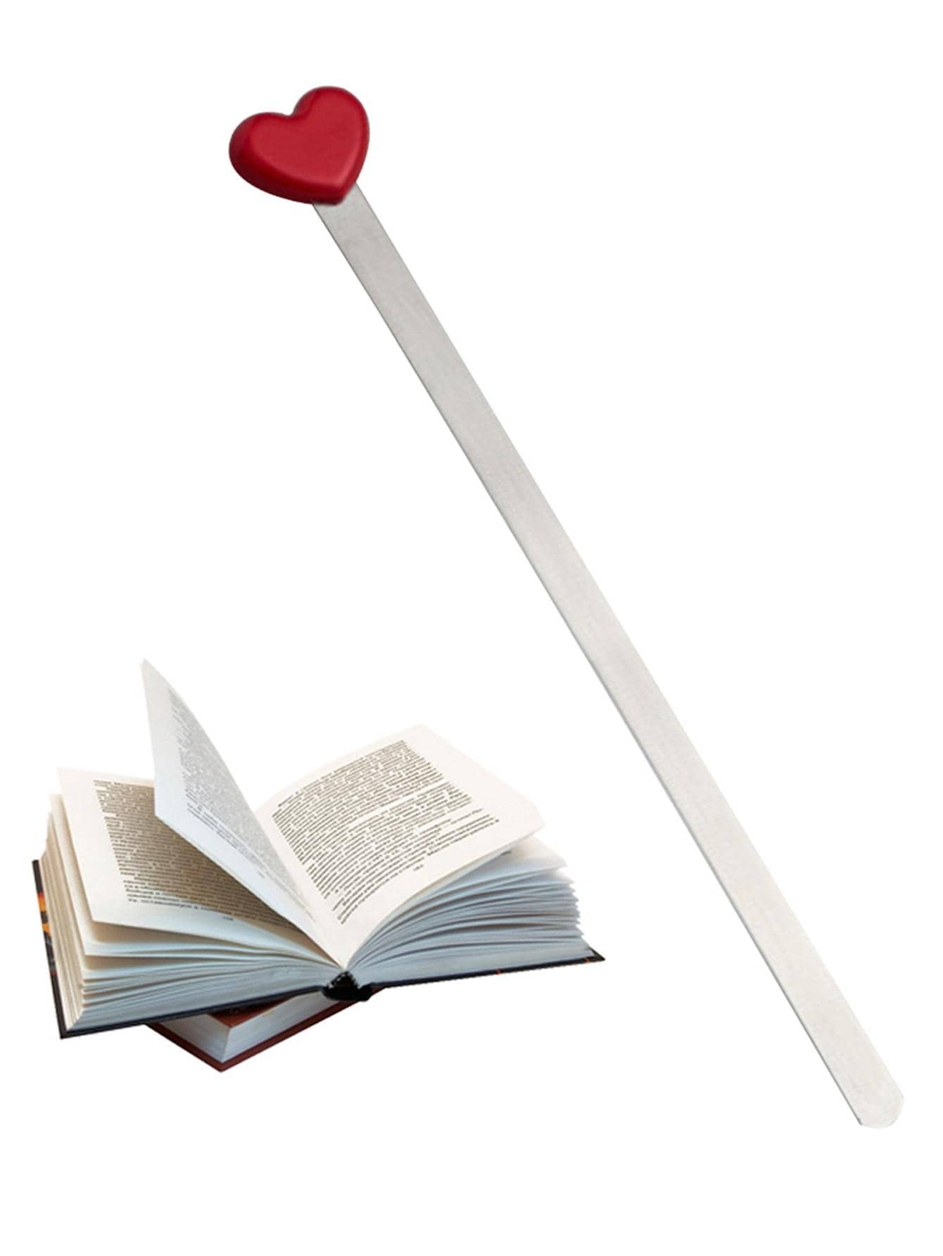1入組不銹鋼書籤，紅色創意心形閱讀書籤 - 紅色 - 查看 1