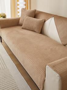 1pc Solid Sofa Towel, Camel Polyester Anti-slip Sofa Cover For Household - Camel - View 2