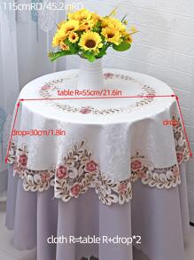 1 Khăn Trải Bàn Thêu Hoa, Cottagecore Màu Be Polyester Trải Bàn Cho Trang Trí Nhà - Màu be - Xem 4