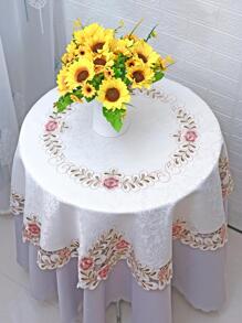 1 Khăn Trải Bàn Thêu Hoa, Cottagecore Màu Be Polyester Trải Bàn Cho Trang Trí Nhà - Màu be - Xem 2