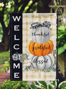 1入組南瓜印花感恩節花園旗幟，彩色創意花園裝飾旗幟 - 彩色 - 查看 3