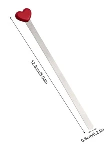 1入組不銹鋼書籤，紅色創意心形閱讀書籤 - 紅色 - 查看 4