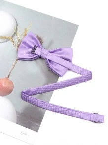 Hombres unicolor corbata de lazo - Púrpura malva - Ver 2