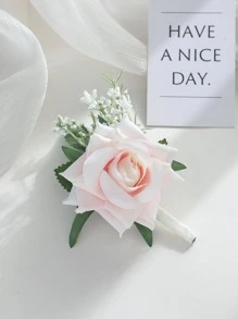 1 bó hoa hồng trắng kết hợp hoa baby's breath lãng mạn, thích hợp cho chú rể, cô dâu, phù rể, phù dâu, trang trí đám cưới, sự kiện trang trọng, tiệc tùng. - Nhiều màu - Xem 3