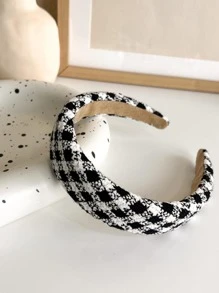 Elegant Plaid Pattern Headband Leopard Print - Black and White - View 4