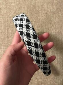 Elegant Plaid Pattern Headband Leopard Print - Black and White - View 6