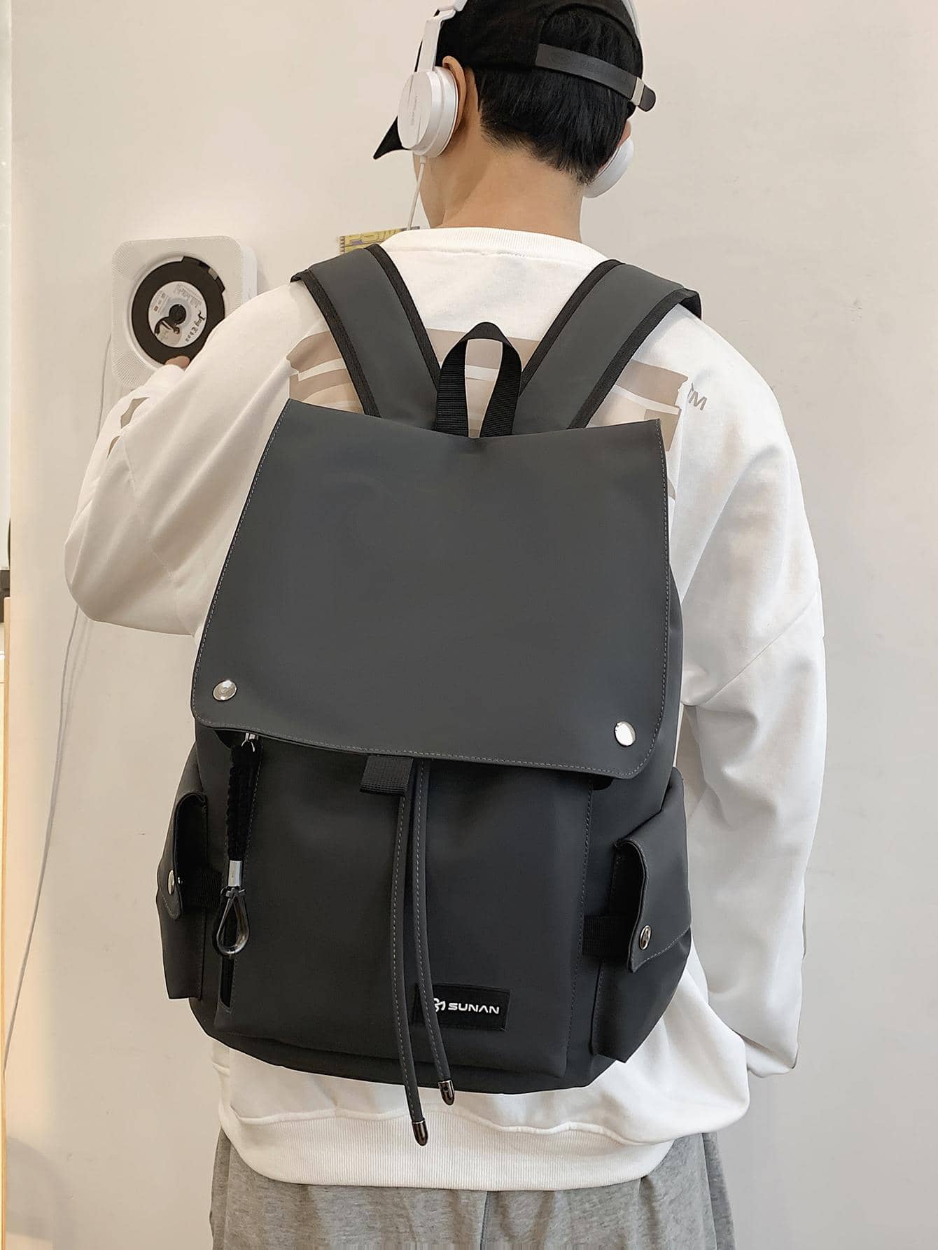 Balo PU sức chứa lớn đa năng thời trang Peach Tree - Xám - Xem 1