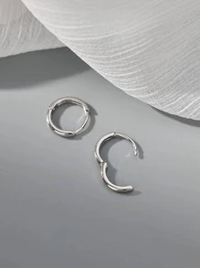 Minimalist Hoop Earrings - Silver - View 4