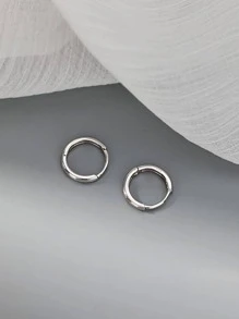 Minimalist Hoop Earrings - Silver - View 3