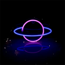 1 pieza de plástico neón moderno diseño del planeta Letrero de neón LED para casa Decoración - Multicolor - Ver 5