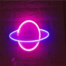 1 pieza de plástico neón moderno diseño del planeta Letrero de neón LED para casa Decoración - Multicolor - Ver 3
