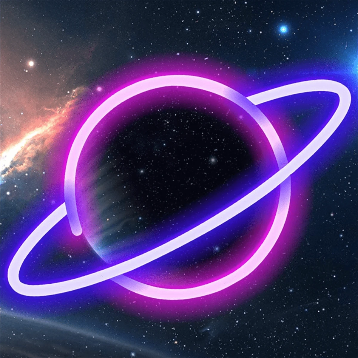 1 pieza de plástico neón moderno diseño del planeta Letrero de neón LED para casa Decoración - Multicolor - Ver 1