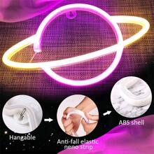 1 pieza Letrero de luz de neón led de plástico neón creativo diseño del planeta para casa - Multicolor - Ver 4