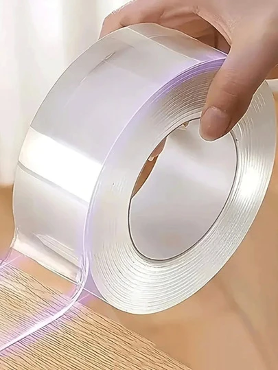1pc Nano Double-Sided Tape, Invisible, High Viscosity, Transparent, Strong Adhesive, Wall-Mounted, Multi-Purpose, Washable, Reusable Tape, Suitable For Transparent Posters, Pictures, Home And Office Decor, Christmas Decorations