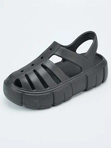 Womens Sandals Casual Open Toe Cloud Slide Soft Thick Sole Sandals - 黑色 - 查看 10