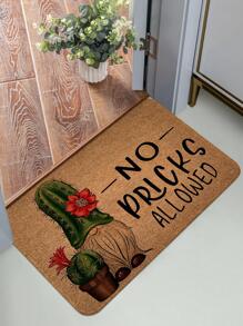 1pc Cactus & Slogan Graphic Non-Slip Door Mat ,Room Decor - Multicolor - View 4
