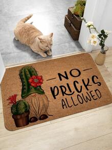 1pc Cactus & Slogan Graphic Non-Slip Door Mat ,Room Decor - Multicolor - View 5