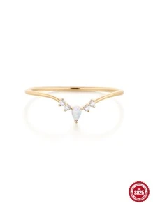 Sterling Silver Cubic Zirconia Decor Ring - gold size 7 - View 4