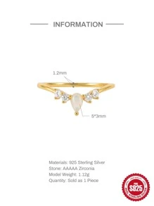 Sterling Silver Cubic Zirconia Decor Ring - gold size 7 - View 3