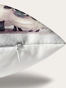 1入組無填充物綿羊印花靠墊套，現代梭織面料裝飾抱枕套，適用於客廳，家居裝飾 - 彩色 - 查看 7