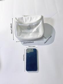 1pc Letter Graphic Clear Makeup Bag - Pink - View 3