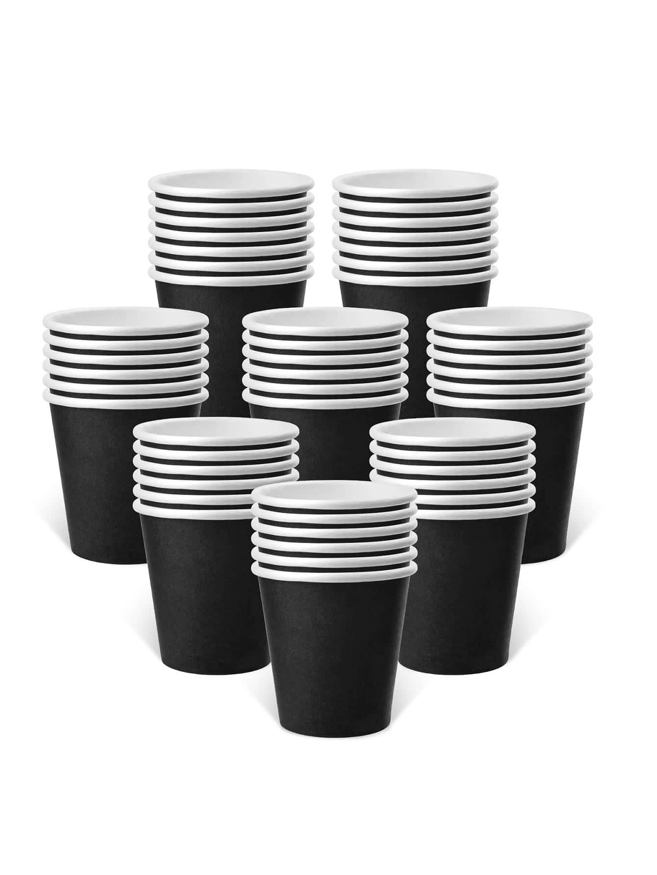 50入組簡易一次性杯子，黑色紙杯，派對用 - 黑色 - 查看 1