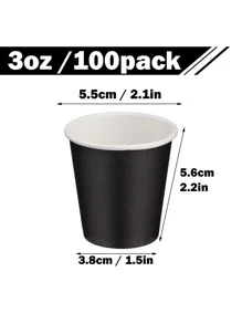 100个/套 3盎司 一次性纸杯 适用于零食、漱口水、浓缩咖啡、浴室 - 黑色 - 黑色 - 查看 2