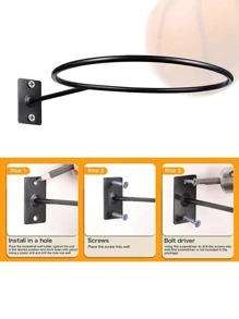 1 pieza Estante de pared para almacenamiento de pelotas, decoración del hogar de otoño - Negro - Ver 4