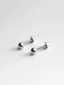 Pendientes de tachuela geométricos - Plateado - Ver 5